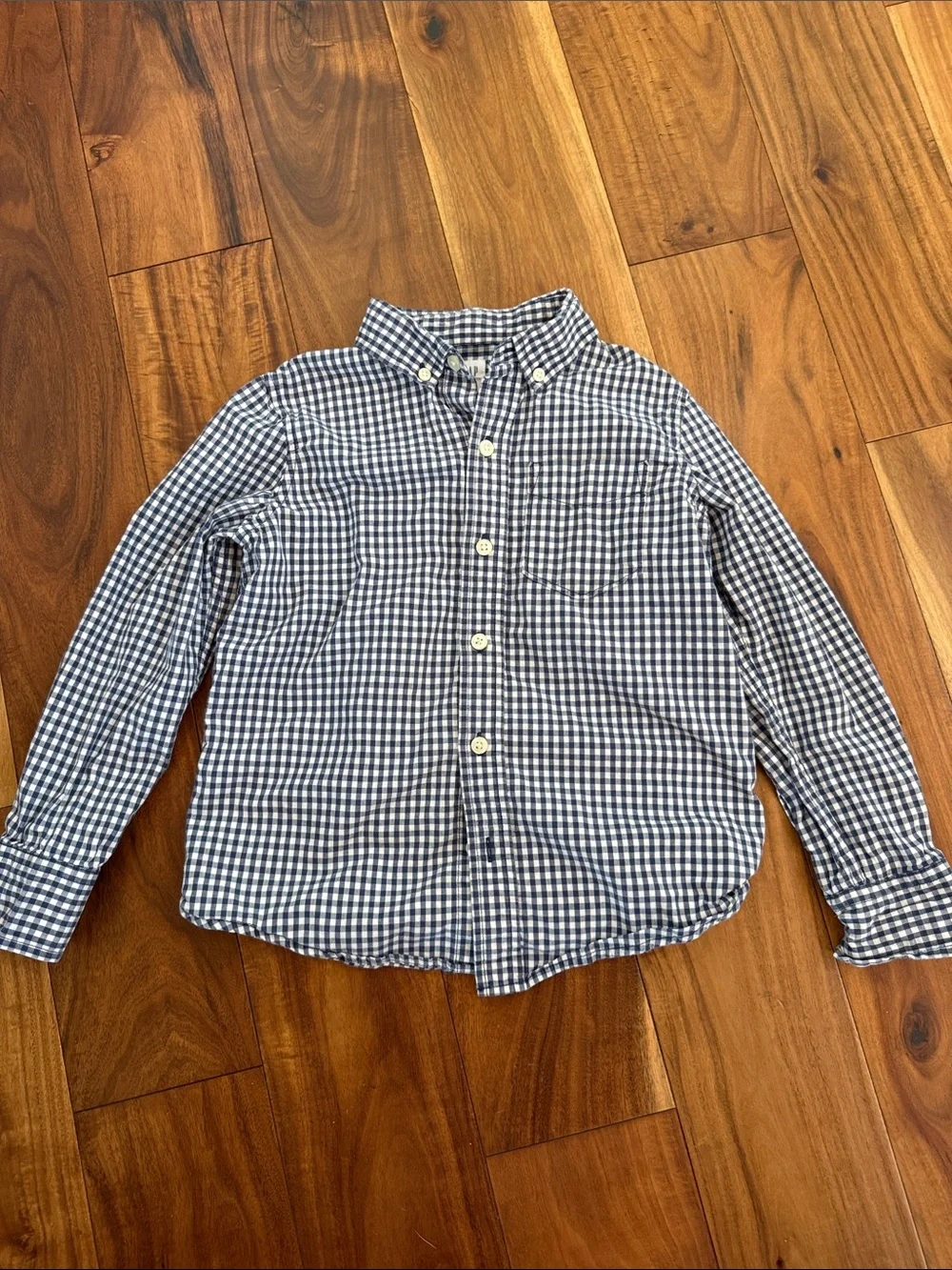 GAP Boys Blue and White Gingham Button-Down Shirt